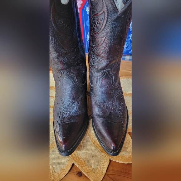 DURANGO Black Cherry Leather Cowboy Boots - Picture 5 of 6